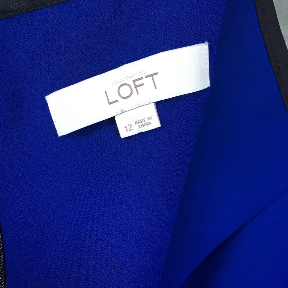 LOFT blue and black lace motif dress size 12 - Picture 4 of 5